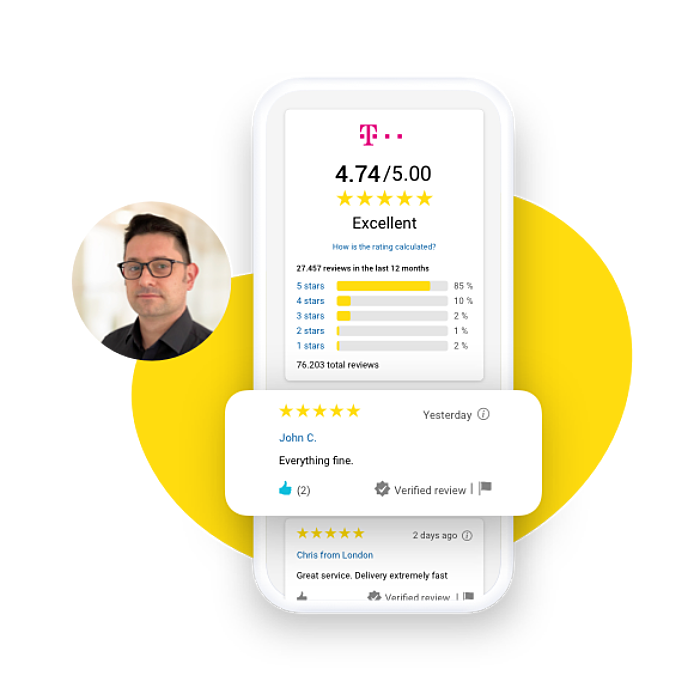Telekom-reviews on a device Telekom-reviews on a device